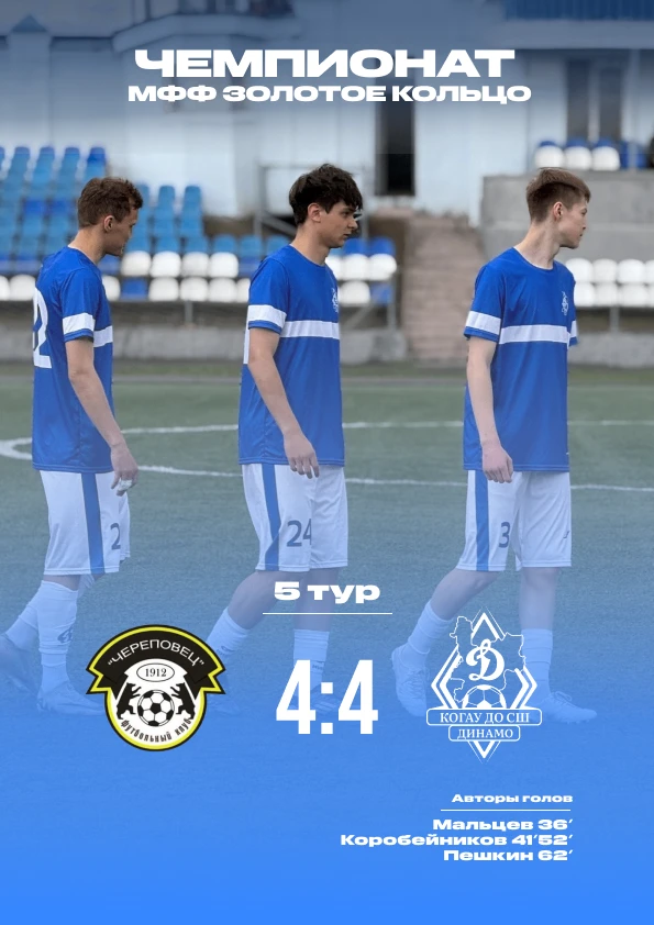 ⚽️Выездная игра пятого тура чемпионата МФФ «Золотое кольцо» прошла в Череповце, где наши ребята из к
