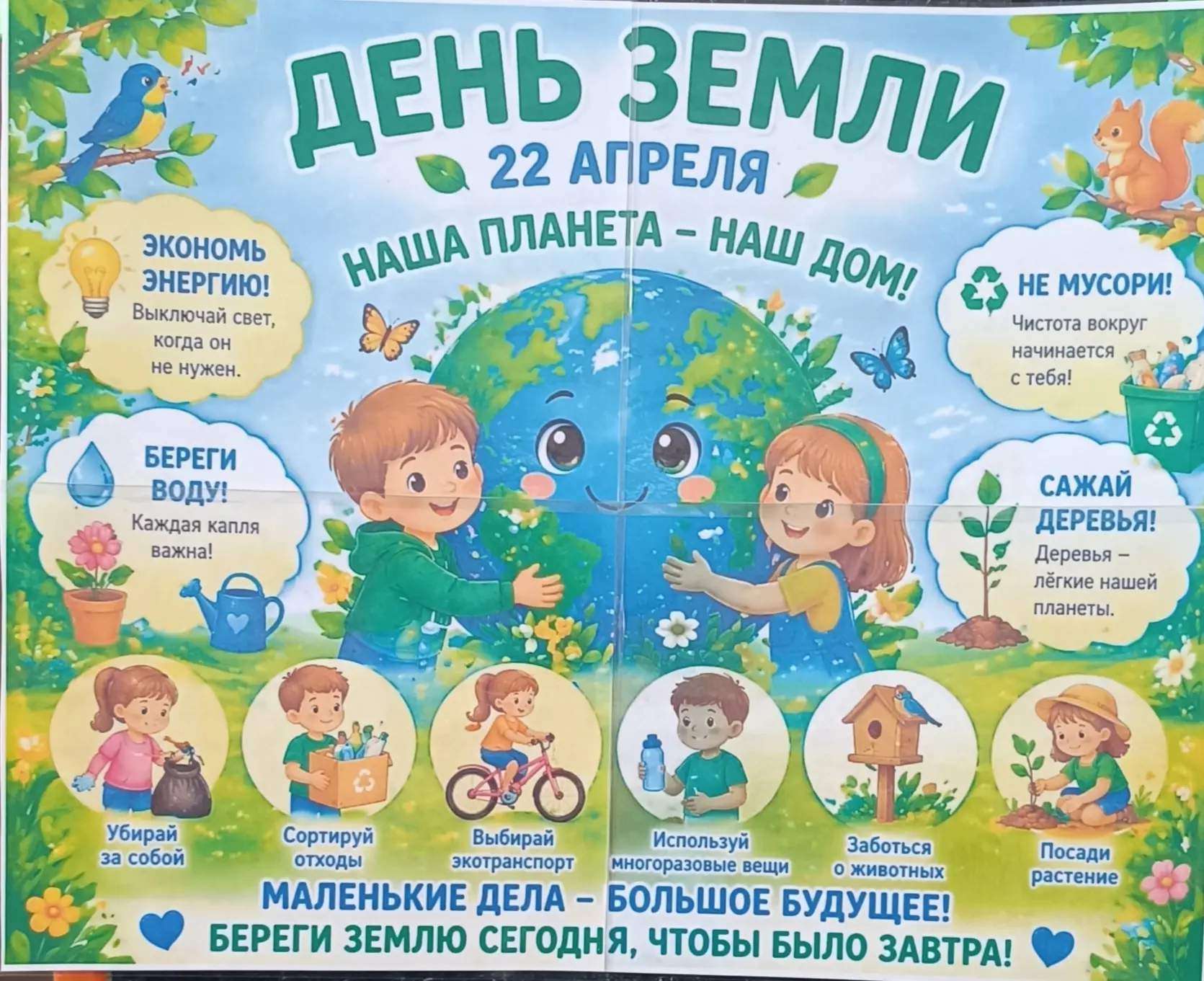 Сегодня в подготовительной группе детского сада прошло мероприятие на тему: «22 апреля – День Земли»