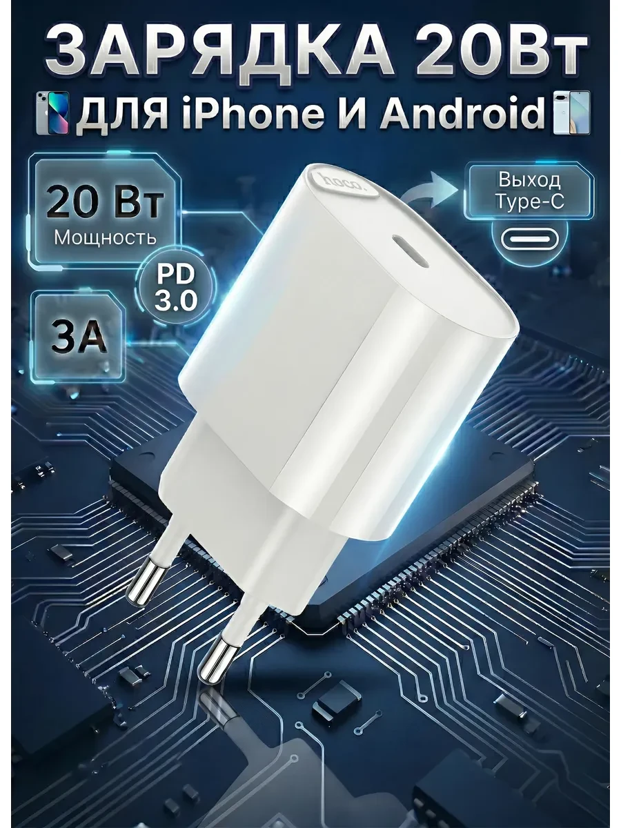 ⚡️ Адаптер питания Type-C 20W быстрая зарядка, TechnoLavka