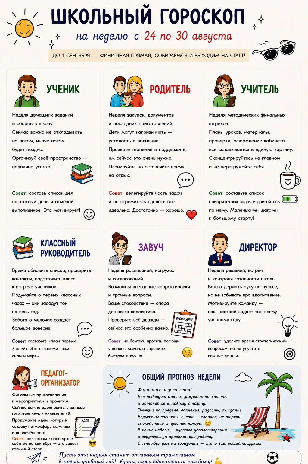 📚 Школьный гороскоп: 24–30 августа