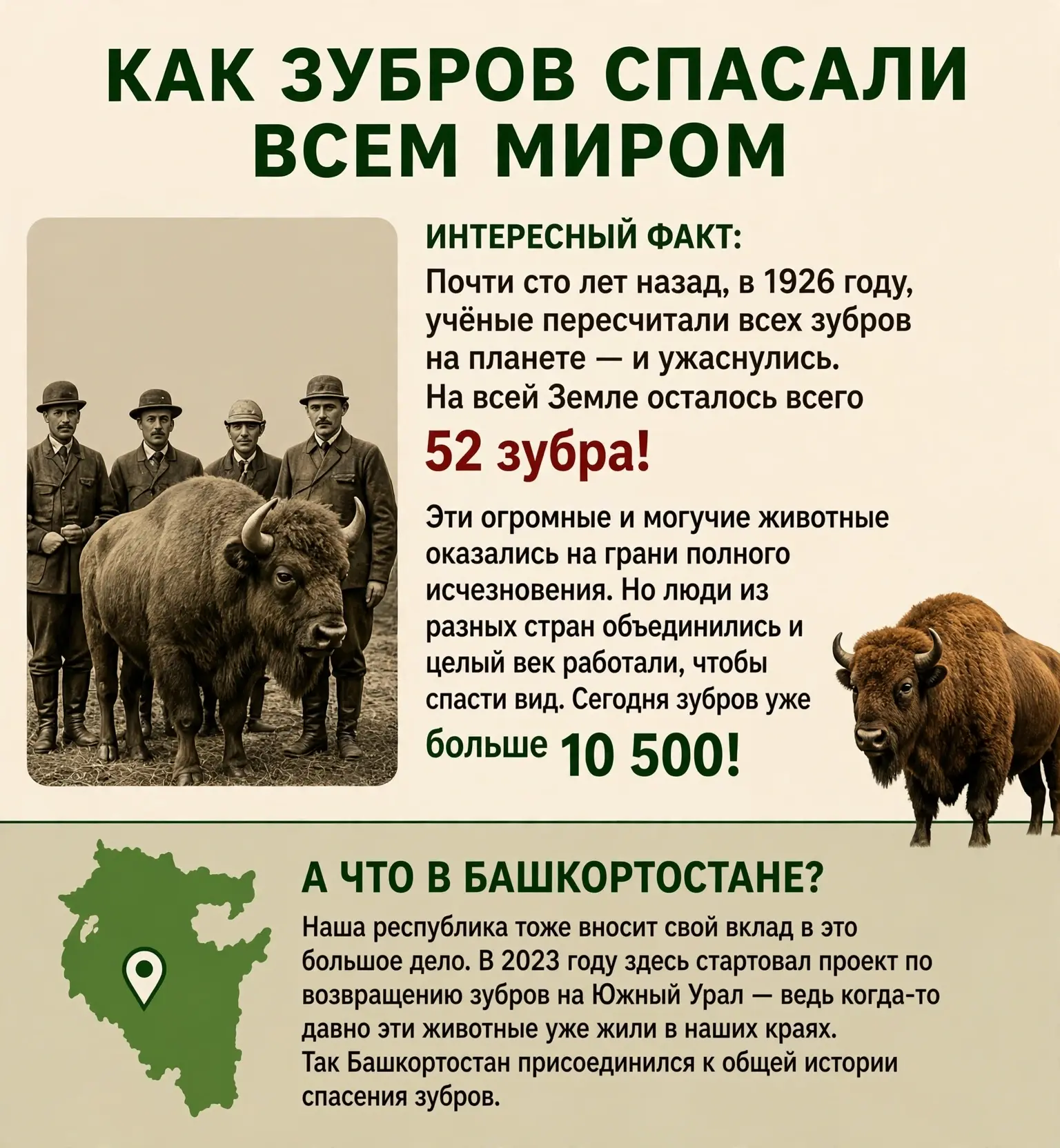 🦬 Как спасали зубров в мире и продолжают в Башкортостане 🦬