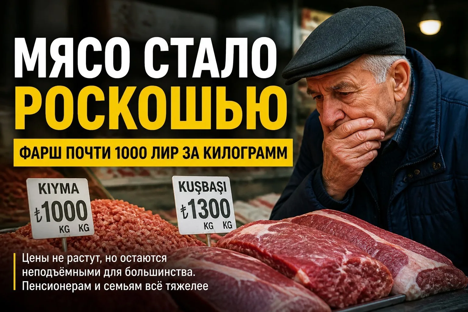 🍖 Мясные цены в Анталье застыли, но легче не стало: фарш почти 1000 лир за килограмм.