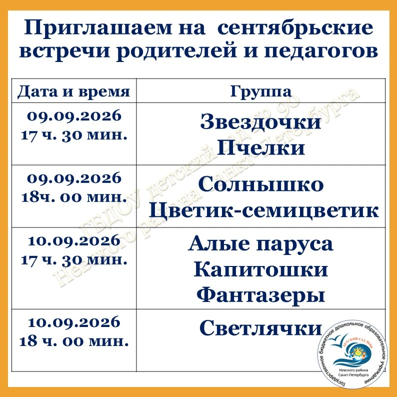 Сентябрьские встречи: диалог родителей и педагогов!