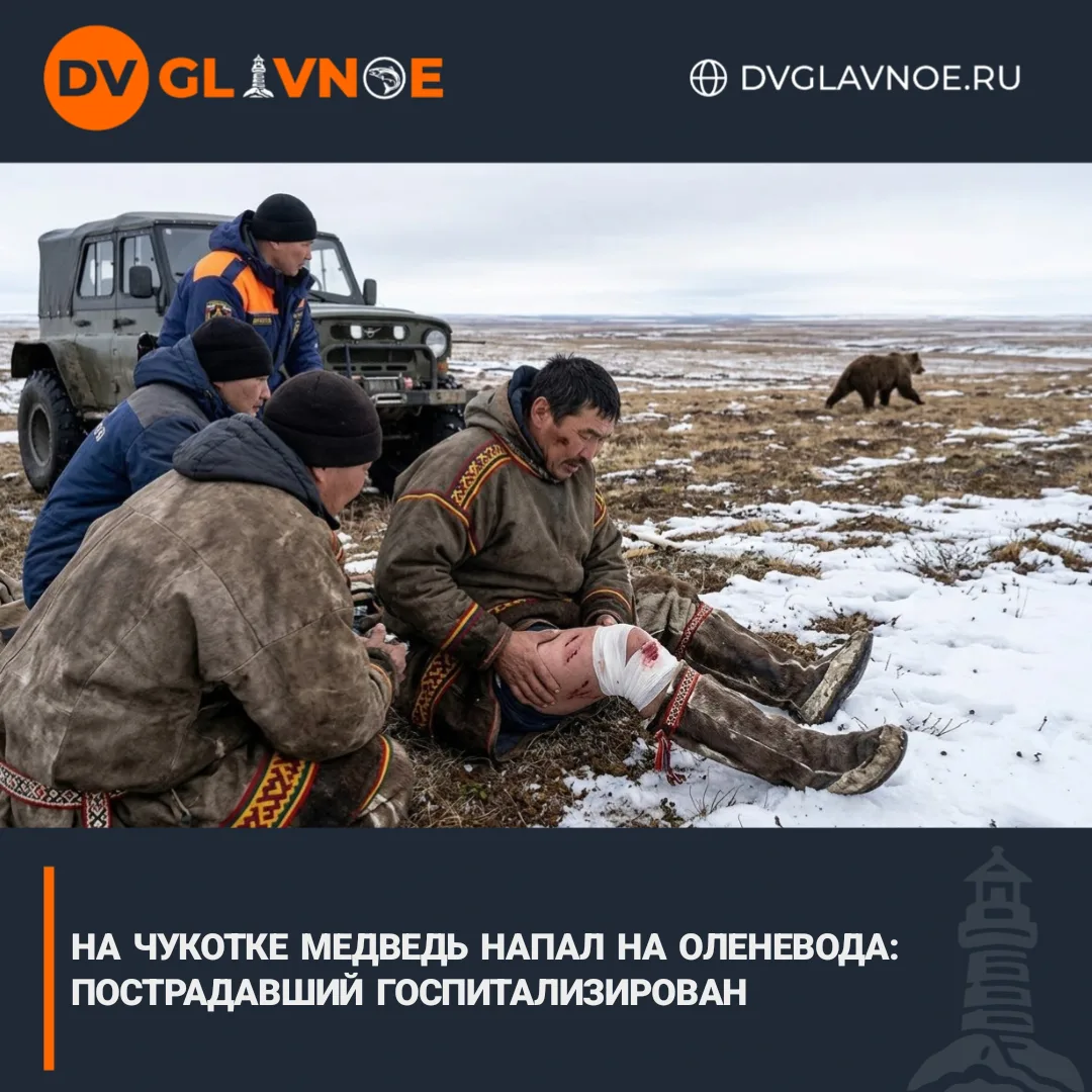 На Чукотке произошло второе за две недели нападение медведя на человека