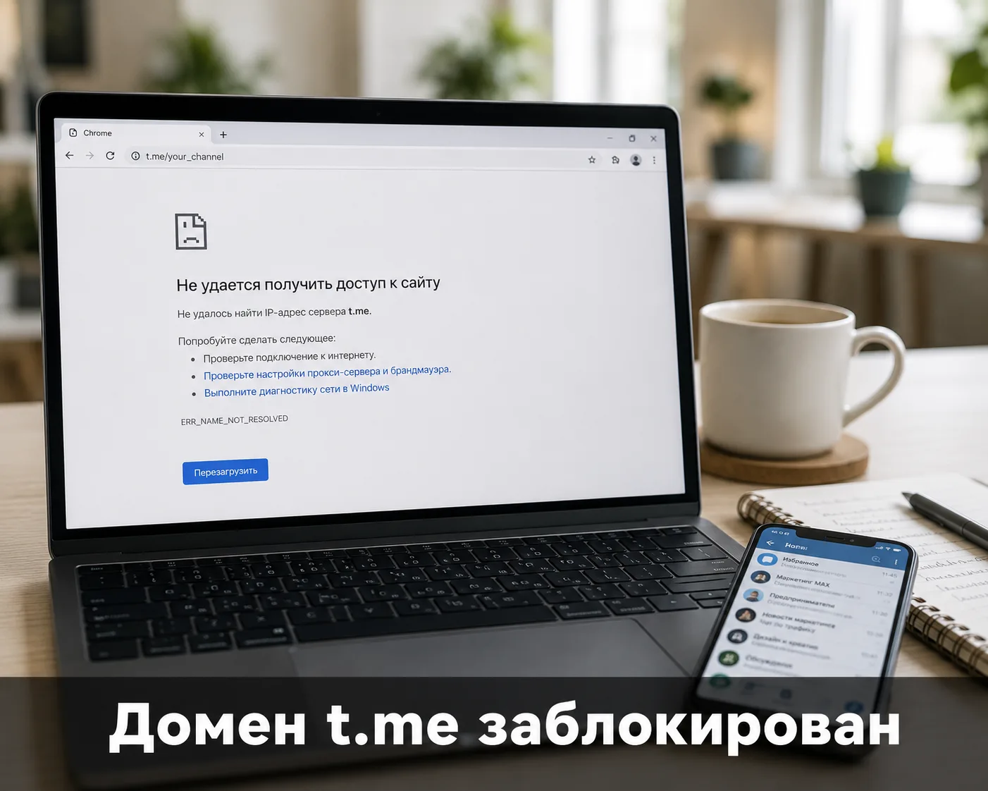 Домен t.me заблокирован
Сегодня утром ссылки вида t.me перестали открываться в браузерах по всему ми