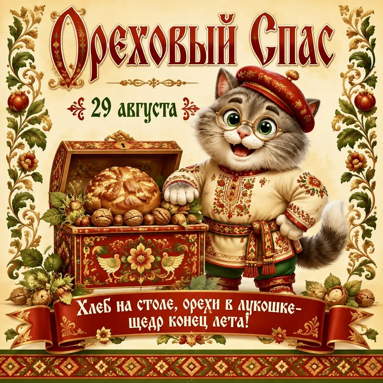 Август потихоньку прощается, а 29 числа мы отмечаем Ореховый (Хлебный) Спас. 💛
