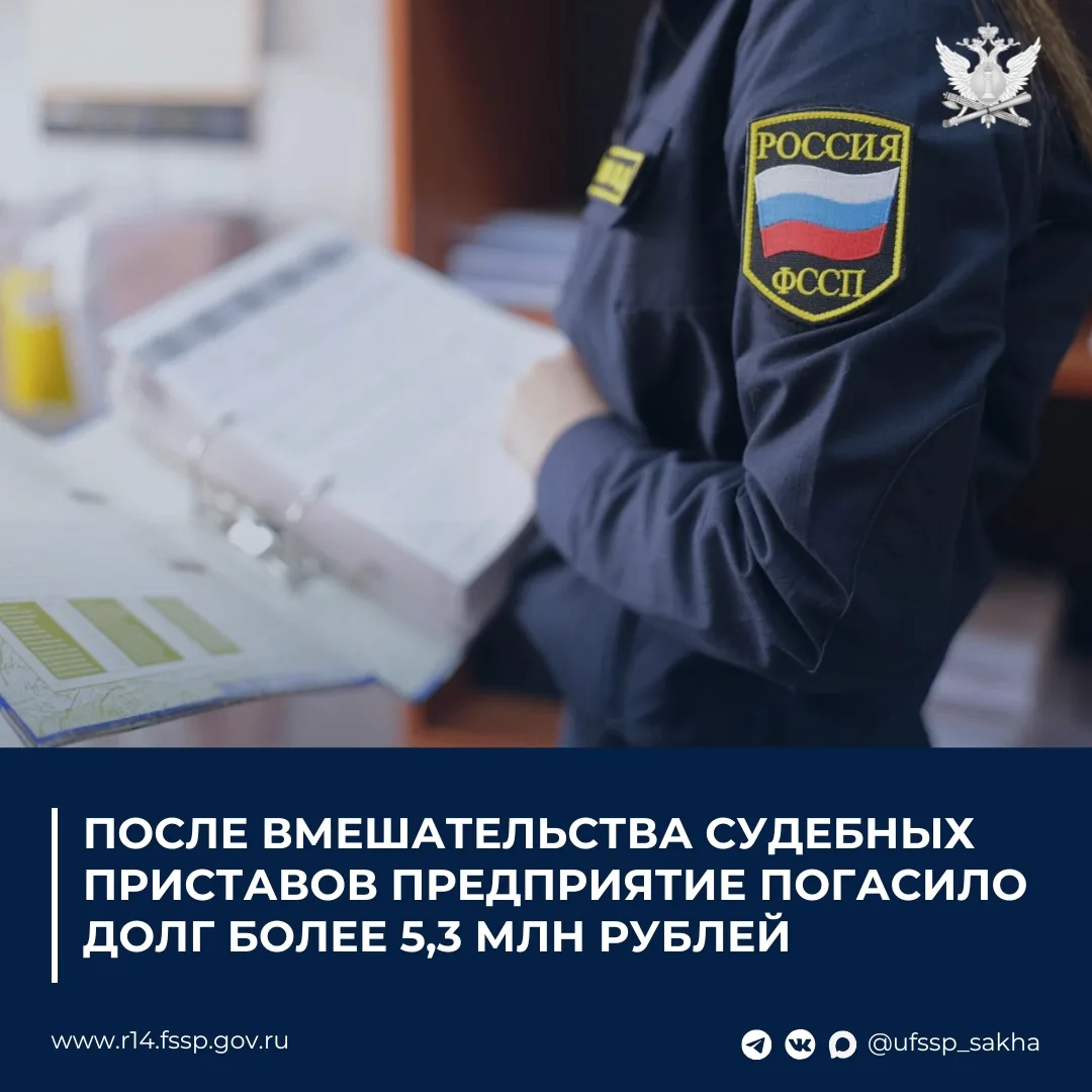После вмешательства судебных приставов предприятие погасило долг в размере 5,3 млн рублей