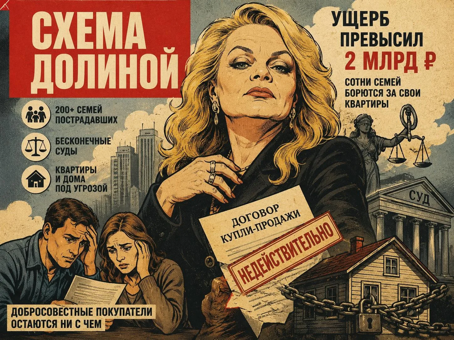 😱 Ущерб от схемы Долиной за год превысил ₽2 млрд.

Не менее 200 семей через суды пытаются вернуть ж