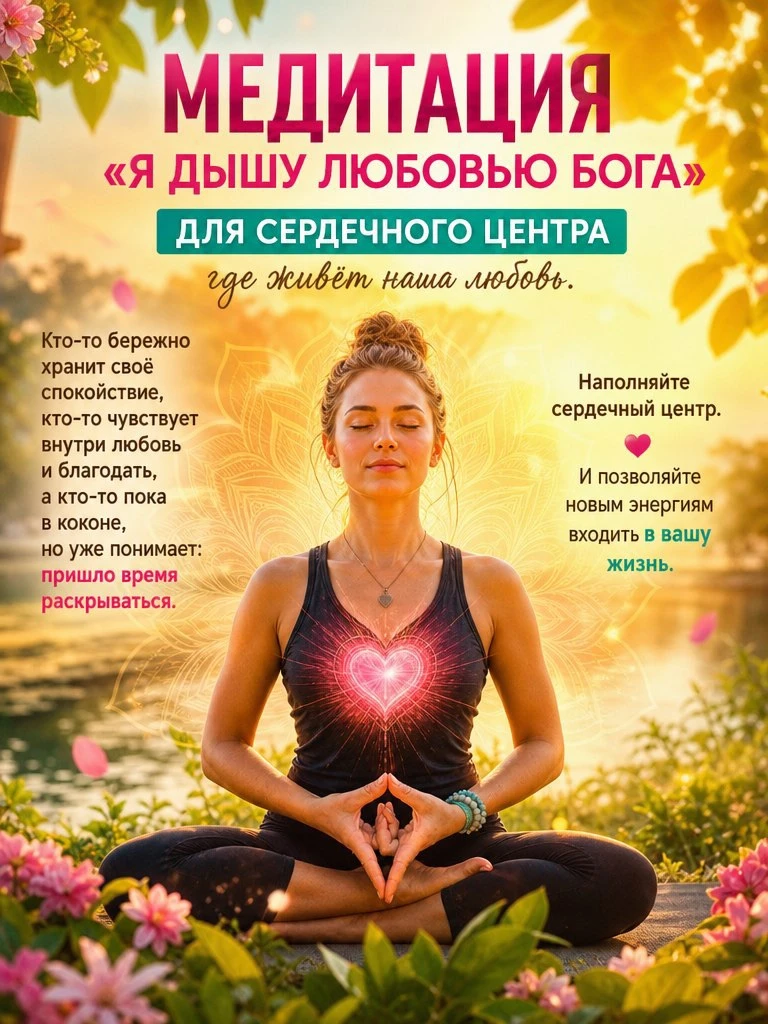🌙 МЕДИТАЦИЯ «Я ДЫШУ ЛЮБОВЬЮ БОГА» — ДЛЯ СЕРДЕЧНОГО ЦЕНТРА 🌙