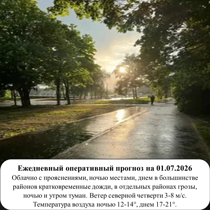 На основании ежедневного оперативного прогноза от ГКУ «ТЦМ»