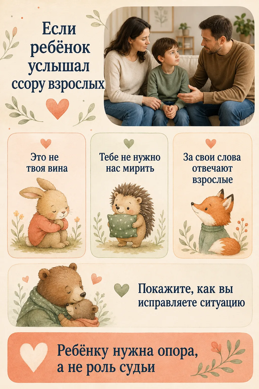 🤍 Если ребёнок услышал ссору взрослых