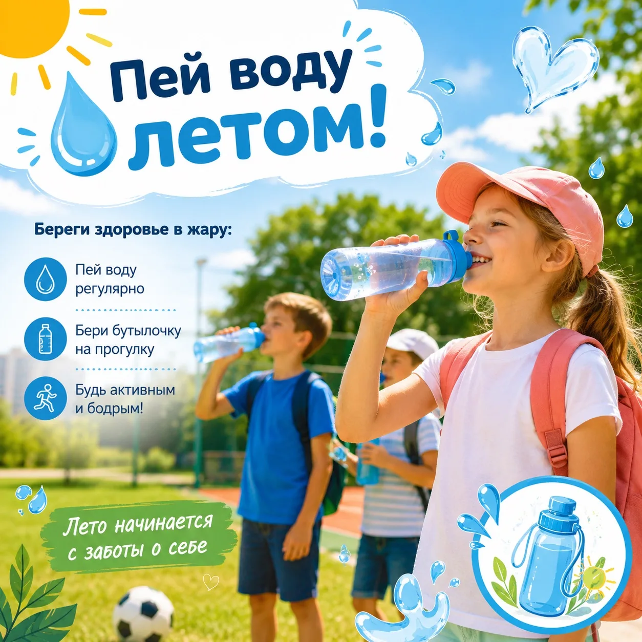 💧 Лето начинается со стакана воды! ☀️

В жаркие летние дни нашему организму особенно важно получать