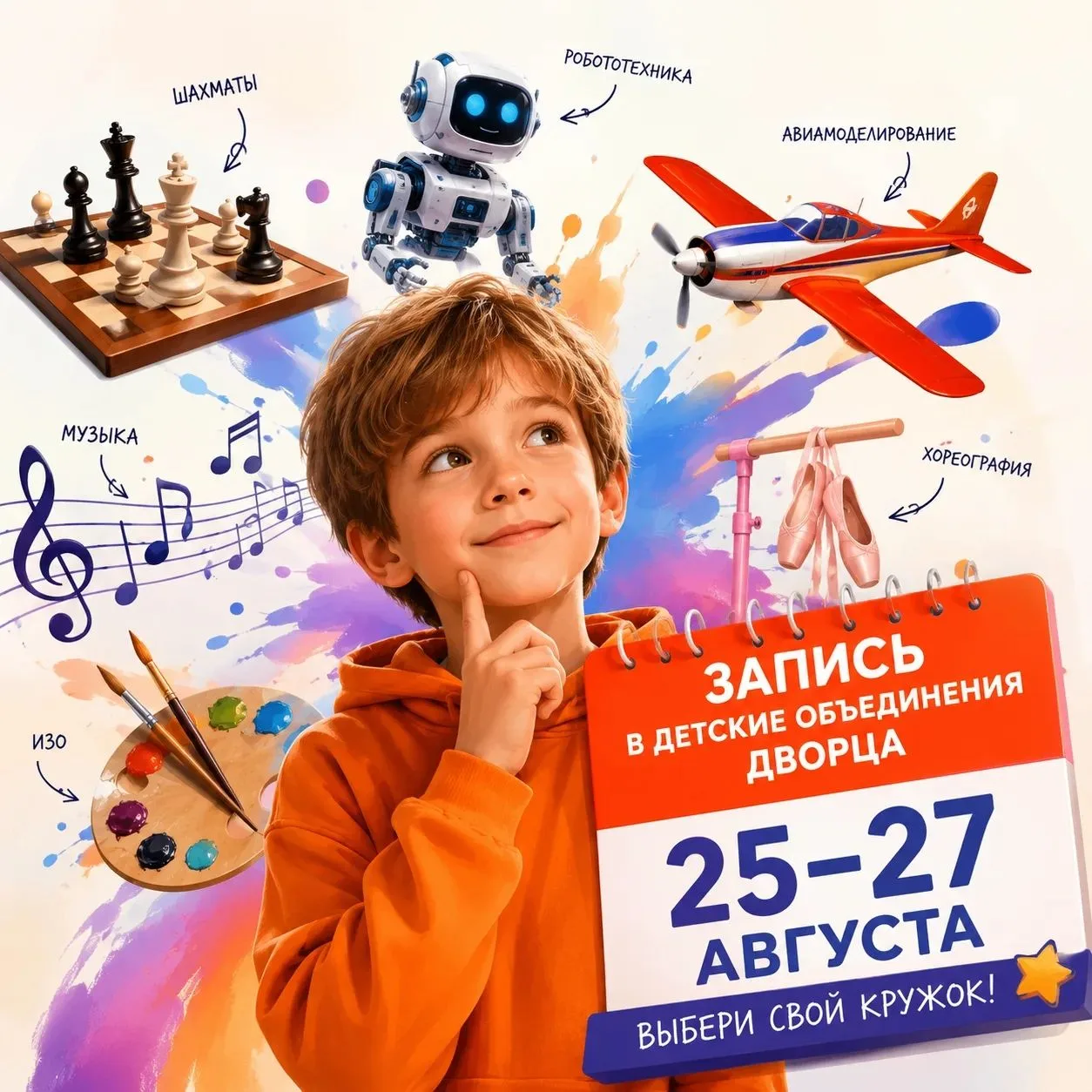 Запись и оформление документов для зачисления в объединения Дворца 25 - 27 августа с 10...