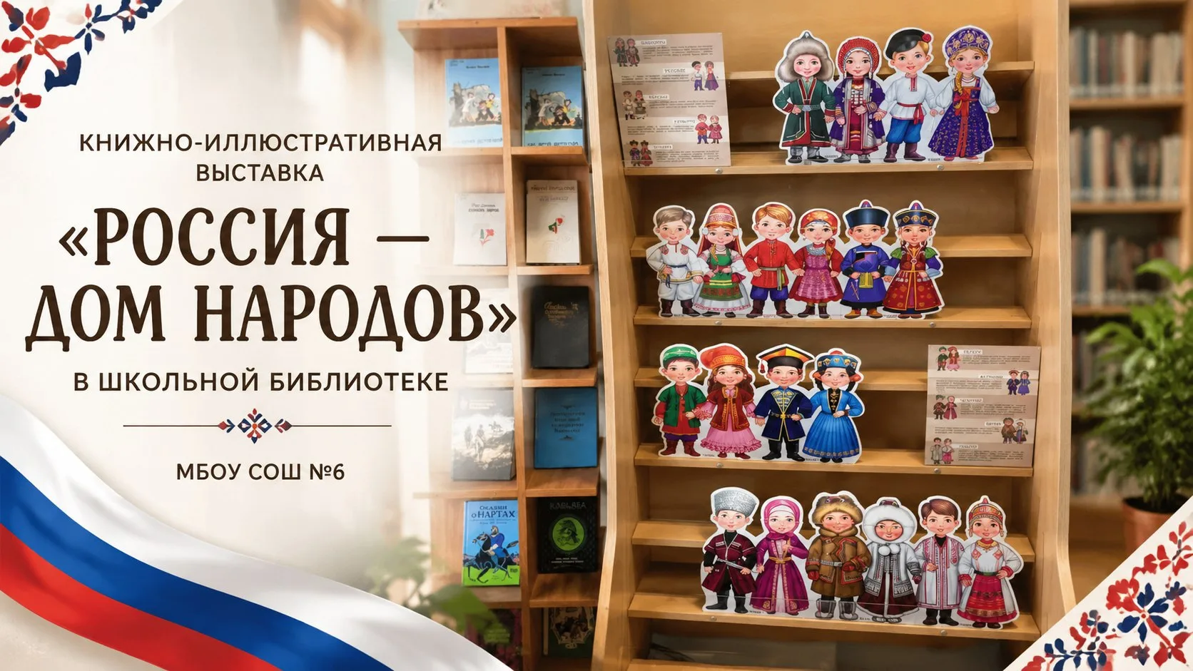 📚 КНИЖНО-ИЛЛЮСТРАТИВНАЯ ВЫСТАВКА «РОССИЯ — ДОМ НАРОДОВ» В ШКОЛЬНОЙ БИБЛИОТЕКЕ