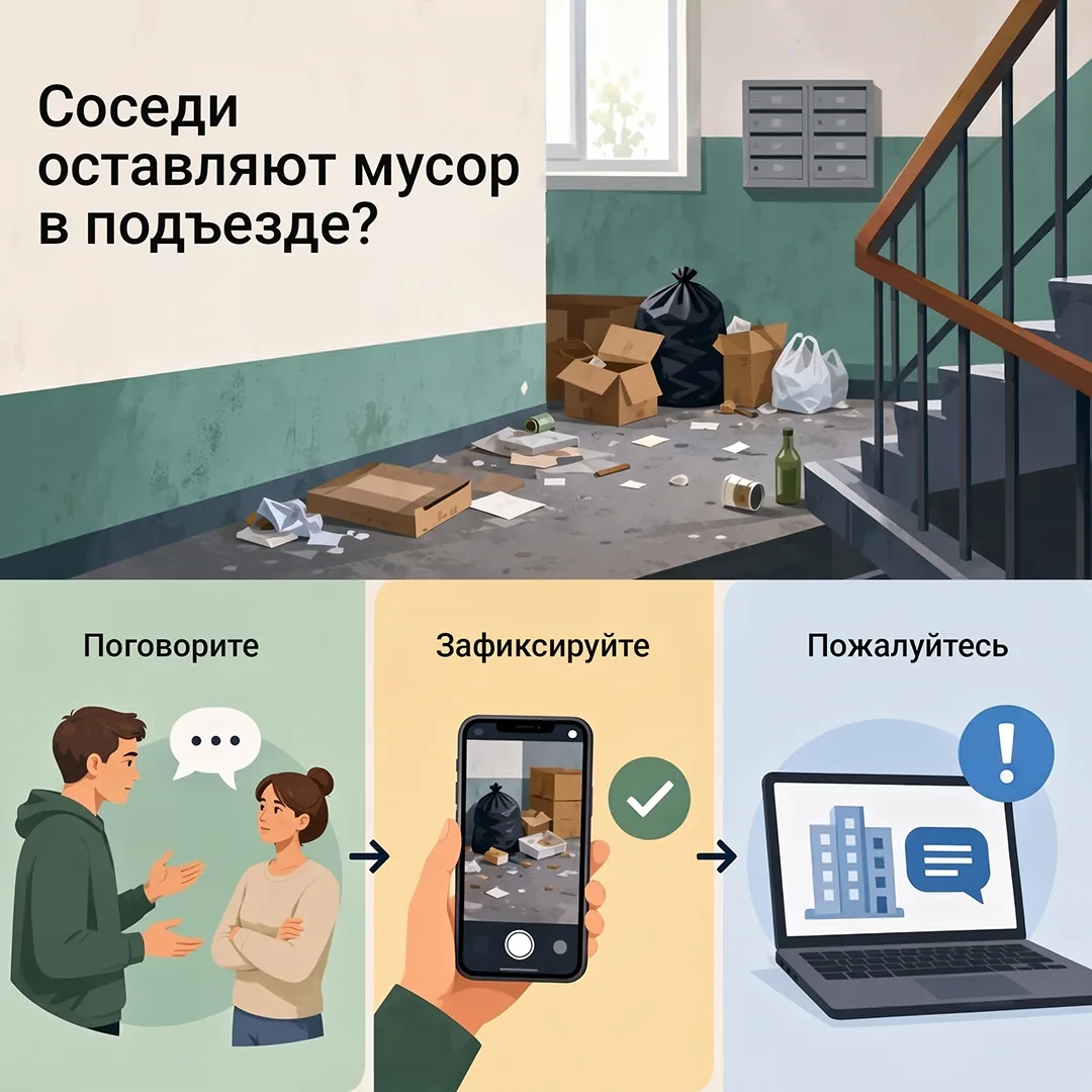 Пакеты с отходами на лестничной площадке, у лифта или в общем коридоре – не просто неприятное соседс
