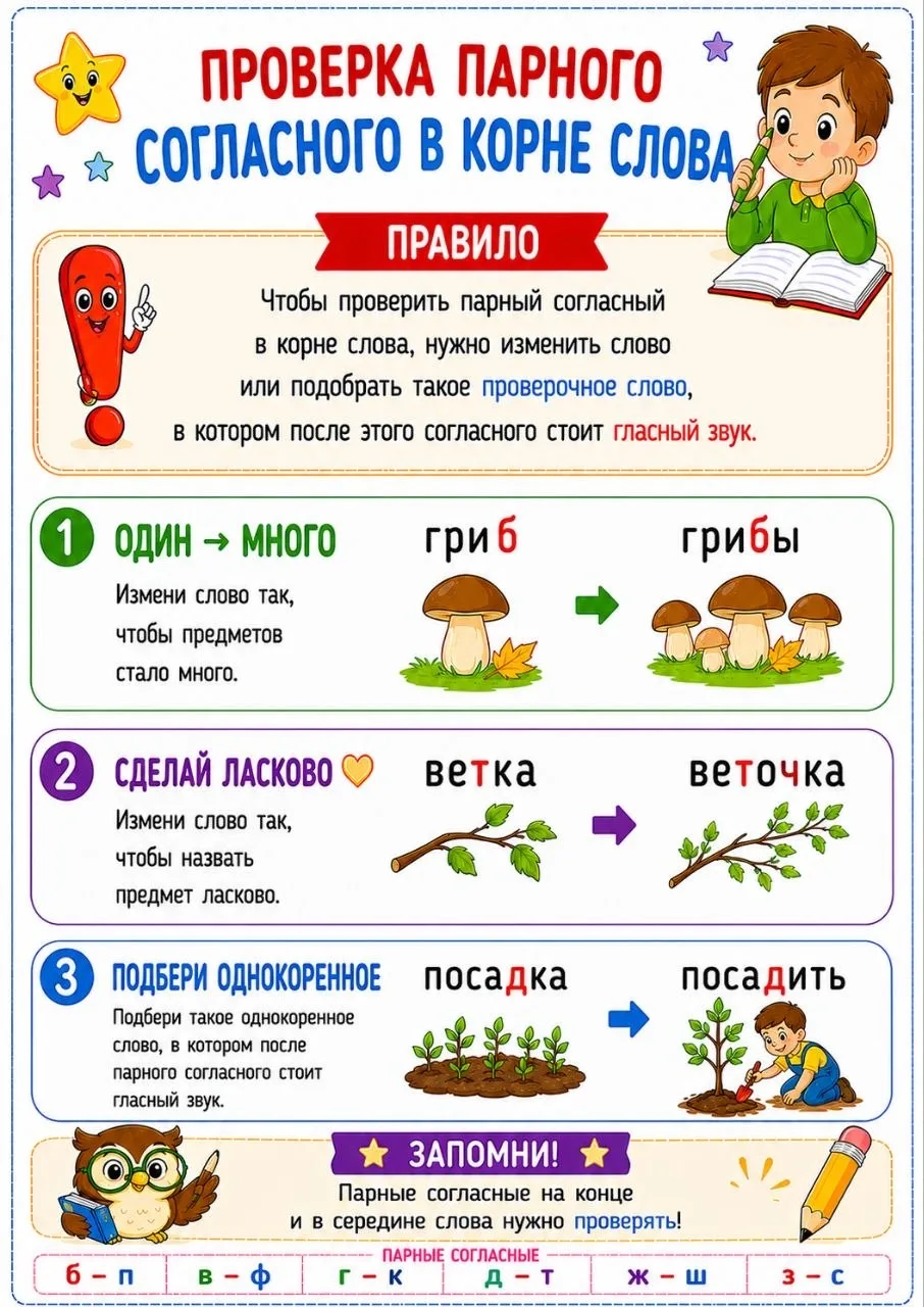 Памятка: «Парный согласный»