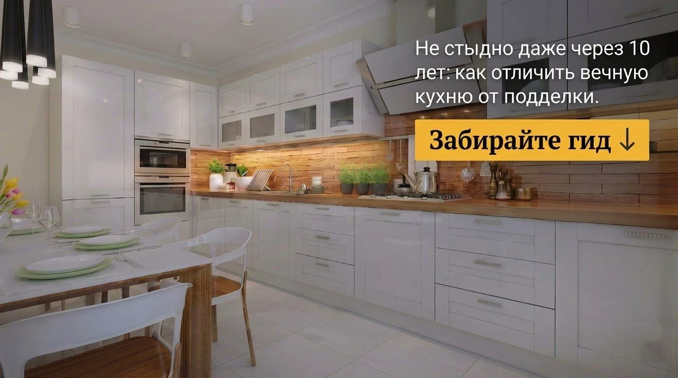 Большинство кухонь живут 5-6 лет. Потом провисают полки, желтеют фасады, разбухает корп...