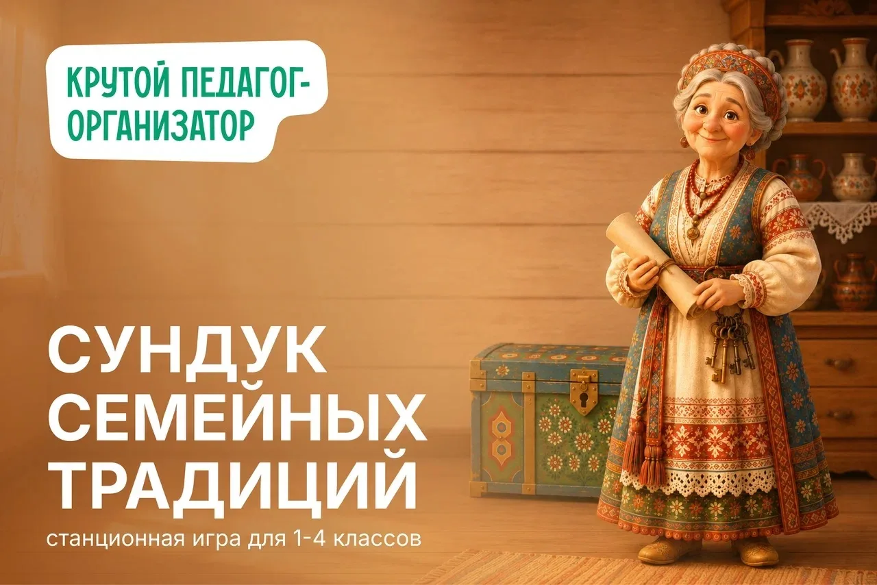 👨‍👩‍👧‍👦 Станционная игра для 1–4 классов «Сундук семейных традиций»

В сценарии — 5 тематических