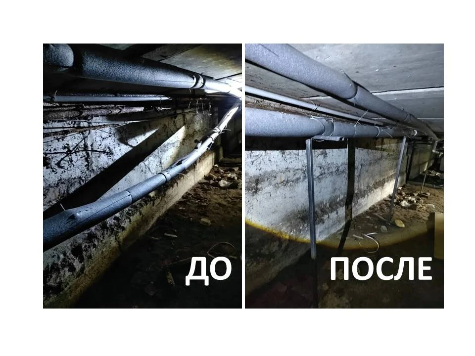 Восстановили упавший розлив ХВС в подвале на Радищева, д.9