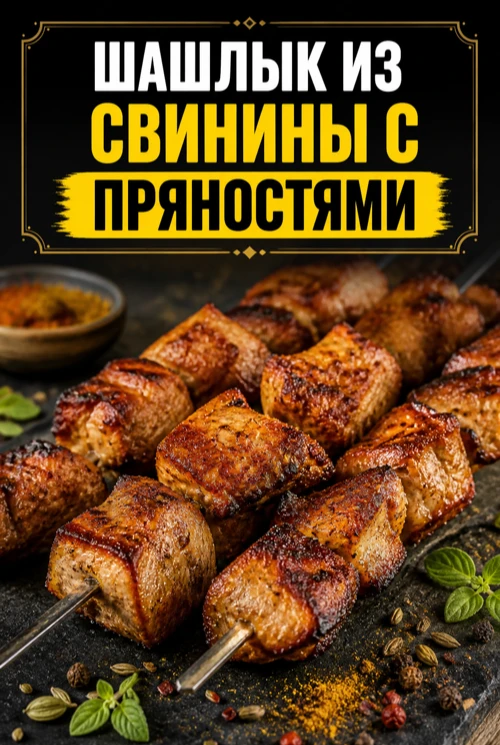 ШАШЛЫК ИЗ СВИНИНЫ НА МАНГАЛЕ С ОРЕГАНО, ФЕНХЕЛЕМ И КУРКУМОЙ