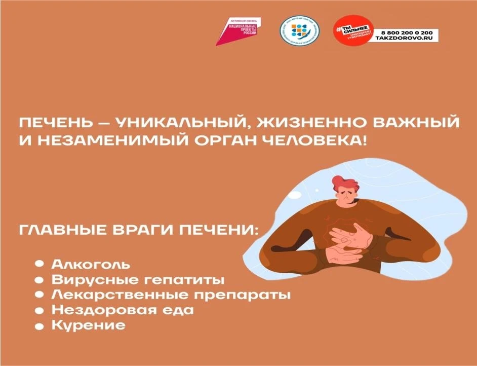 Неделю с 27 июля по 2 августа 2026г Минздрав России объявил Неделей профилактики заболеваний печени 