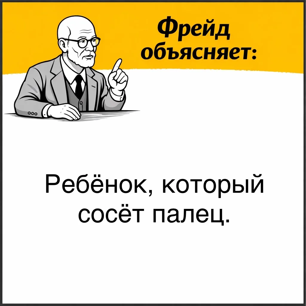 Фрейд описывает детей, которые продолжают сосать палец даже тогда, когда не голодны.  Это действие н