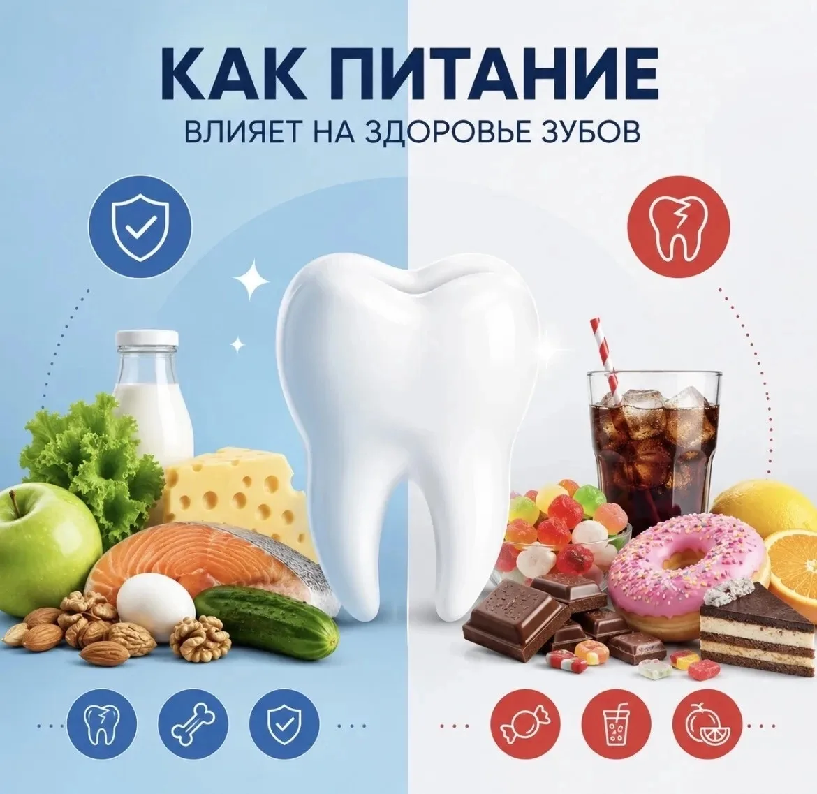 🥦🍎 Как питание влияет на здоровье зубов?