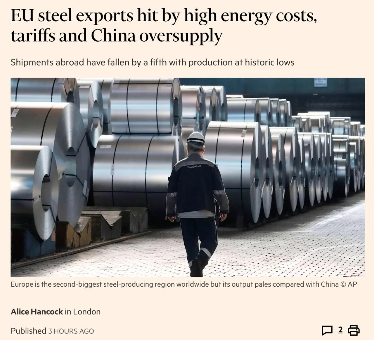 Экспорт стали из Европы в первом полугодии 2026-го обвалился на 20%, а объемы производс...
