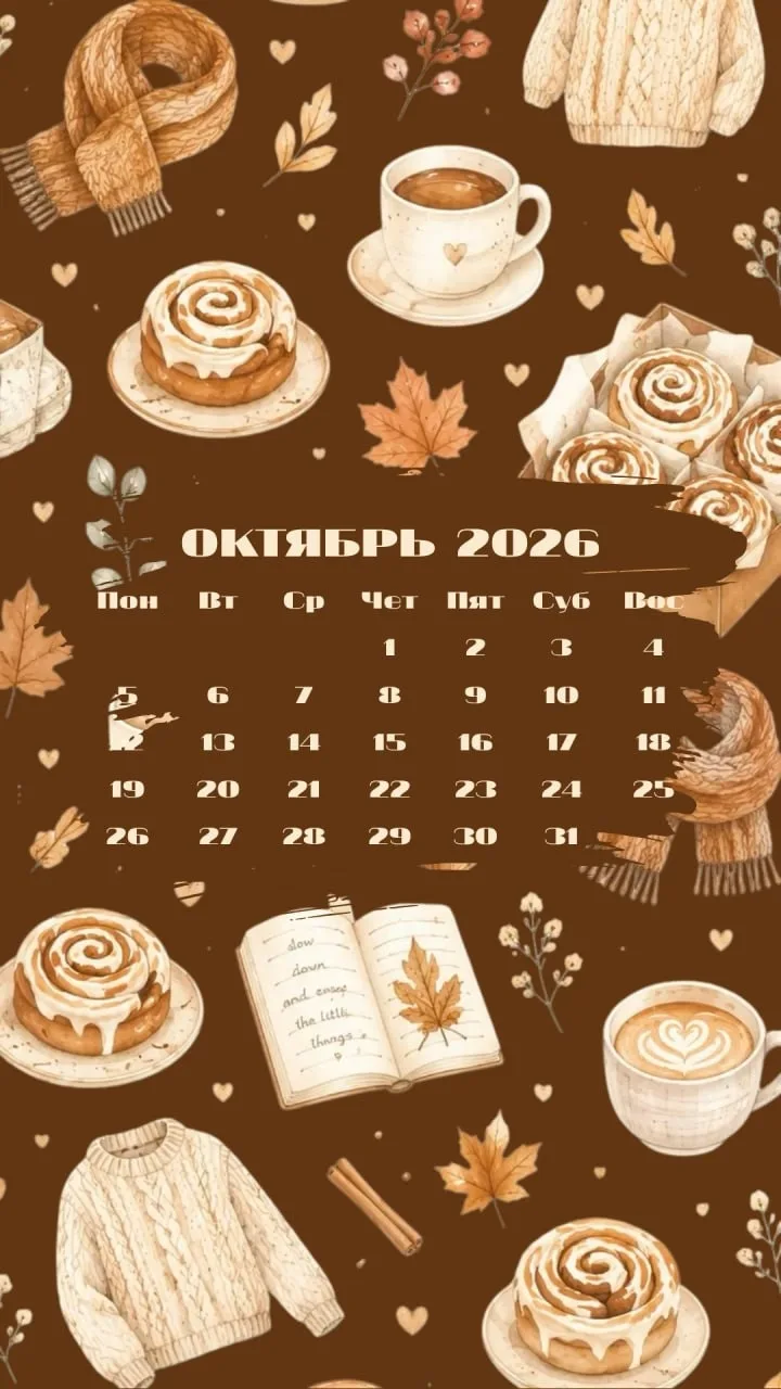 🌂🦊КАЛЕНДАРНЫЕ ОБОИ НА ОКТЯБРЬ