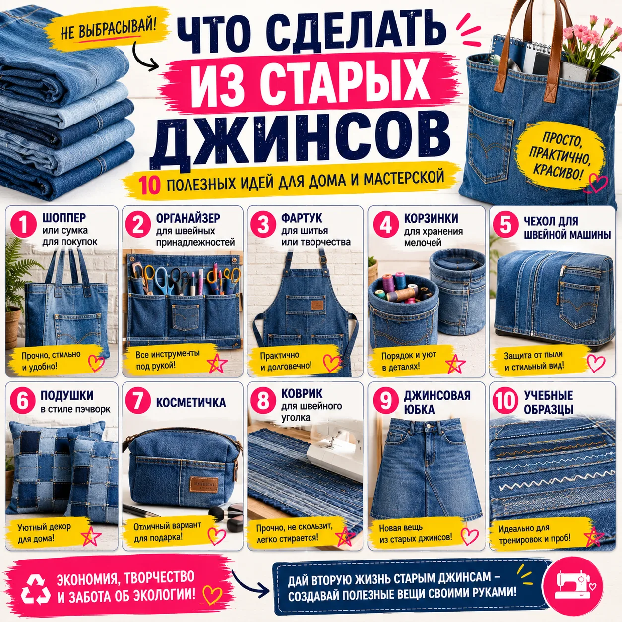 👖 Что сделать из старых джинсов: 10 идей, которые действительно пригодятся

У большинства швей дома