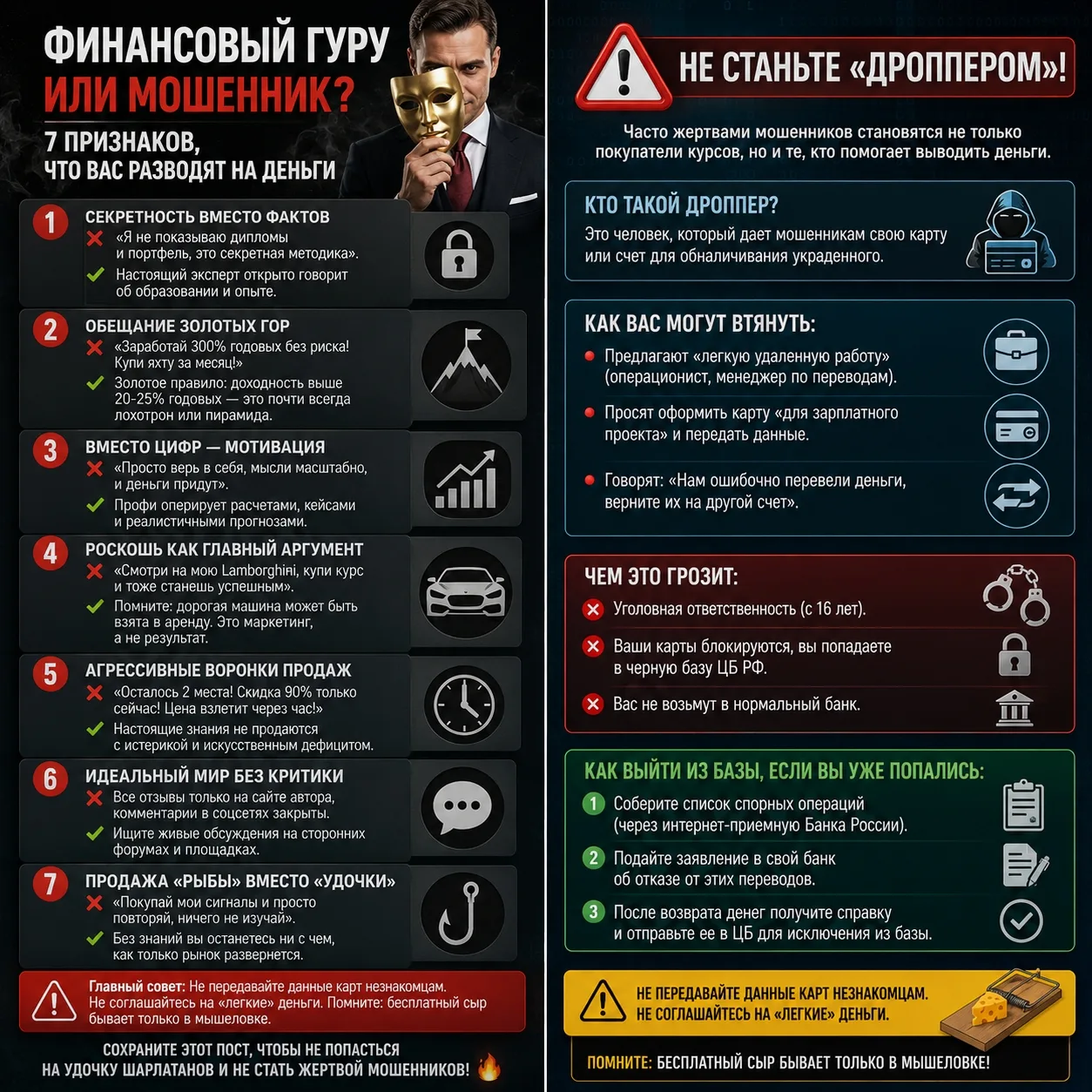 🚨 Финансовый гуру или мошенник? 7 признаков, что вас разводят на деньги 
Продолжаем знакомиться с м