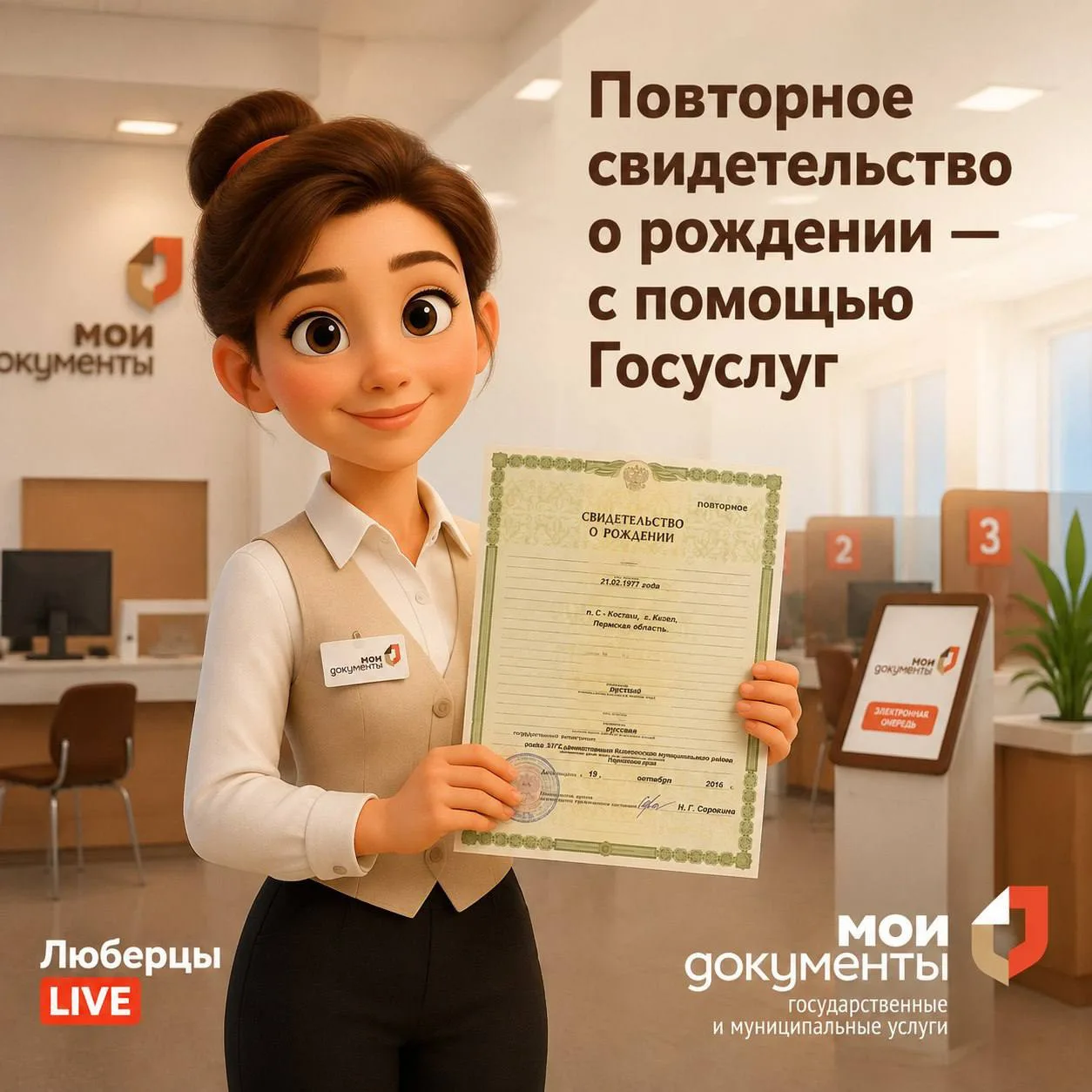 Повторное свидетельство о рождении — с помощью Госуслуг