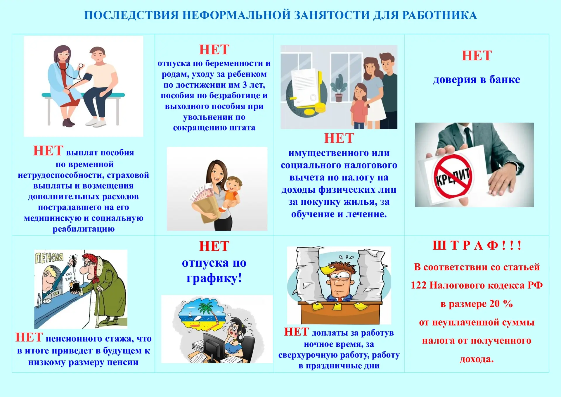 Каждый работник имеет право получать за свой труд официальные доходы.