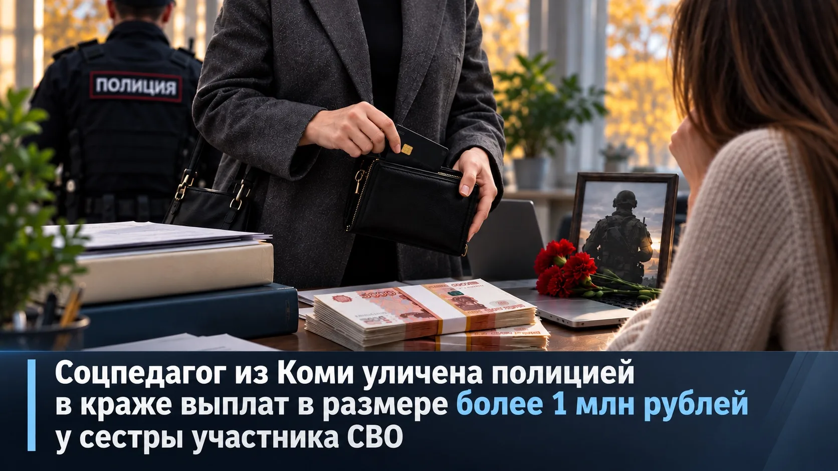 Соцпедагог из Коми уличена полицией в краже выплат в размере более 1 млн рублей у сестр...