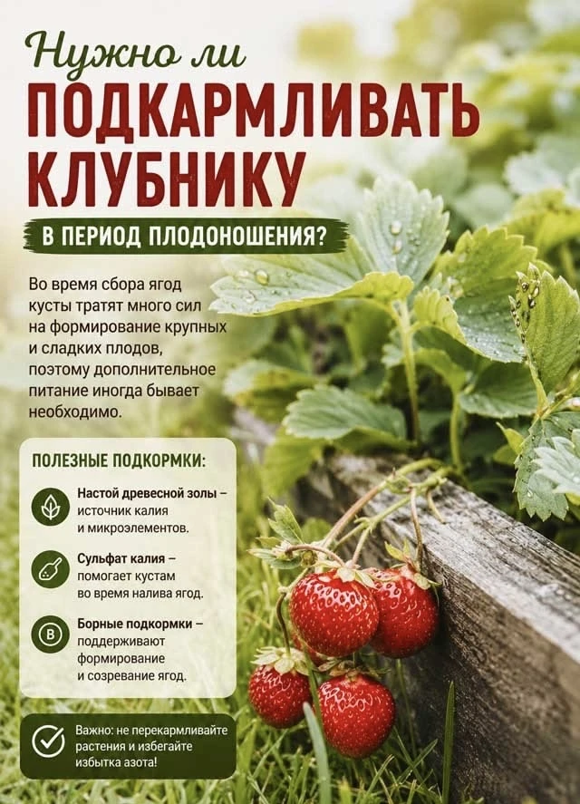 Нужно ли подкармливать клубнику в период плодоношения