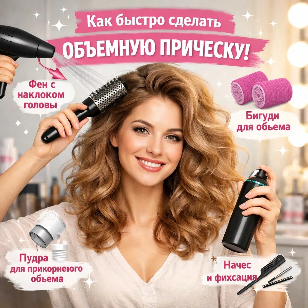 🌟 Секреты укладки: как быстро сделать объемную прическу 🌟