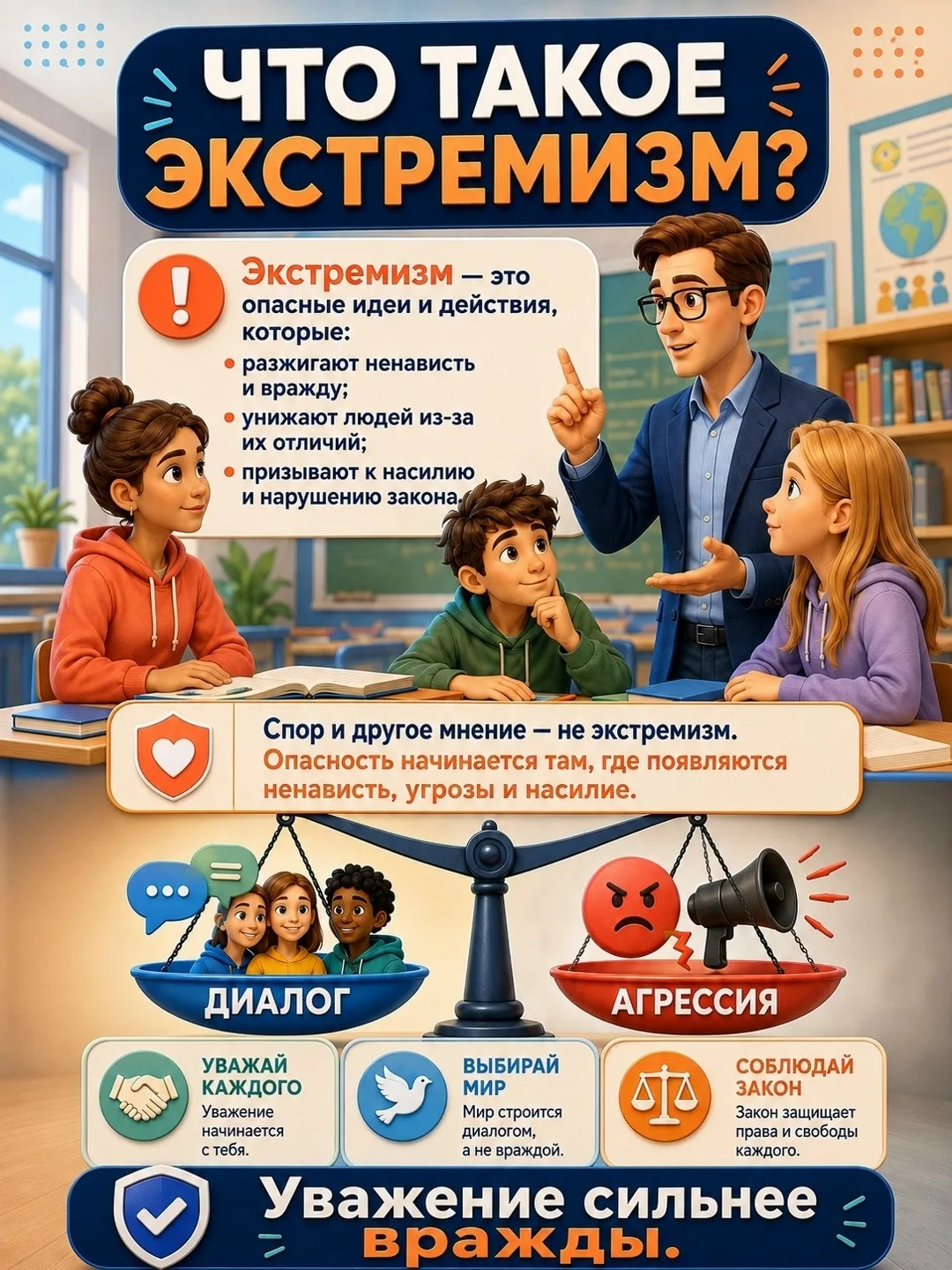 Друзья! Некоторое время назад в наш лексикон прочно вошло страшное слово «экстремизм». ...