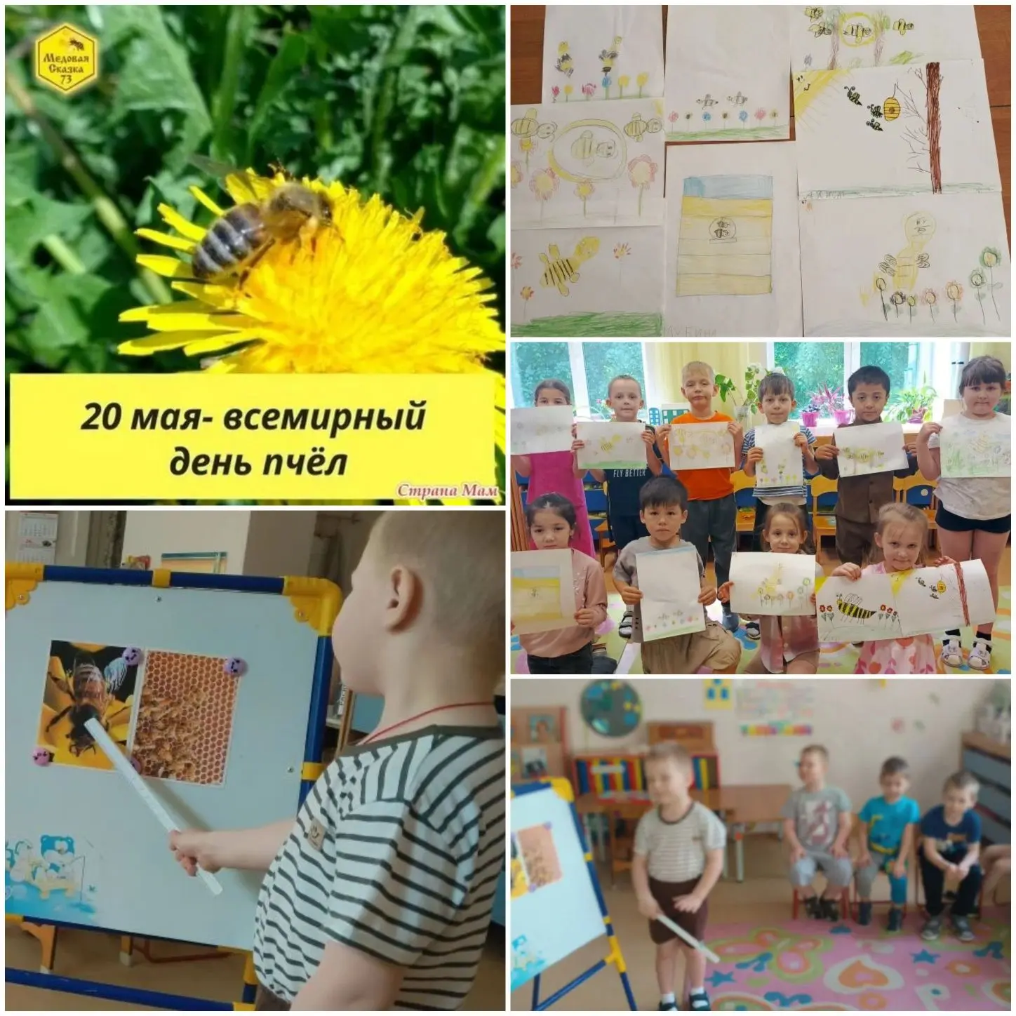 🐝🌺Ежегодно 20 мая отмечается всемирный ДЕНЬ ПЧЁЛ.
🌼🐝Ребята из групп "Колокольчики " и "Радуга " 