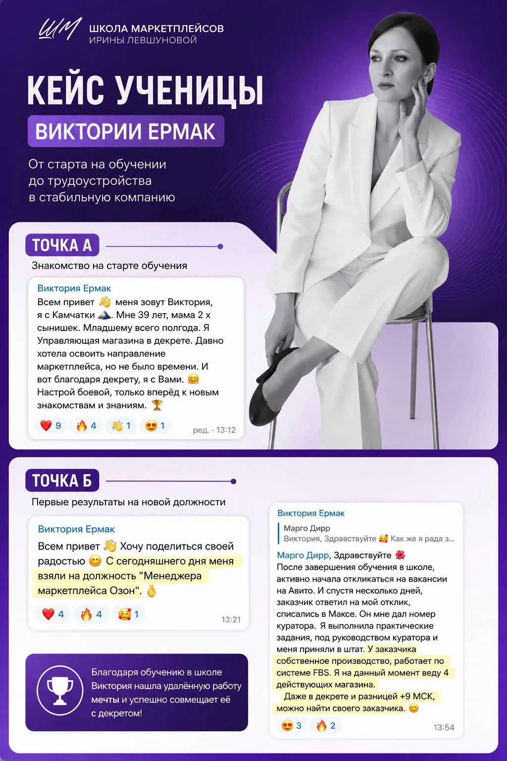 Знакомьтесь, моя ученица Виктория — мама 2-х сыновей, живёт на Камчатке.
