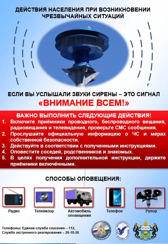 Напоминаем о необходимости строгого соблюдения правил поведения при получении сигнала "...