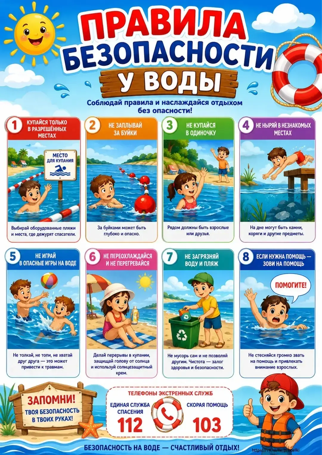 🌊 Безопасность на воде — это важно! 🌊
Лето в разгаре, и многие спешат окунуться в прохладную воду.