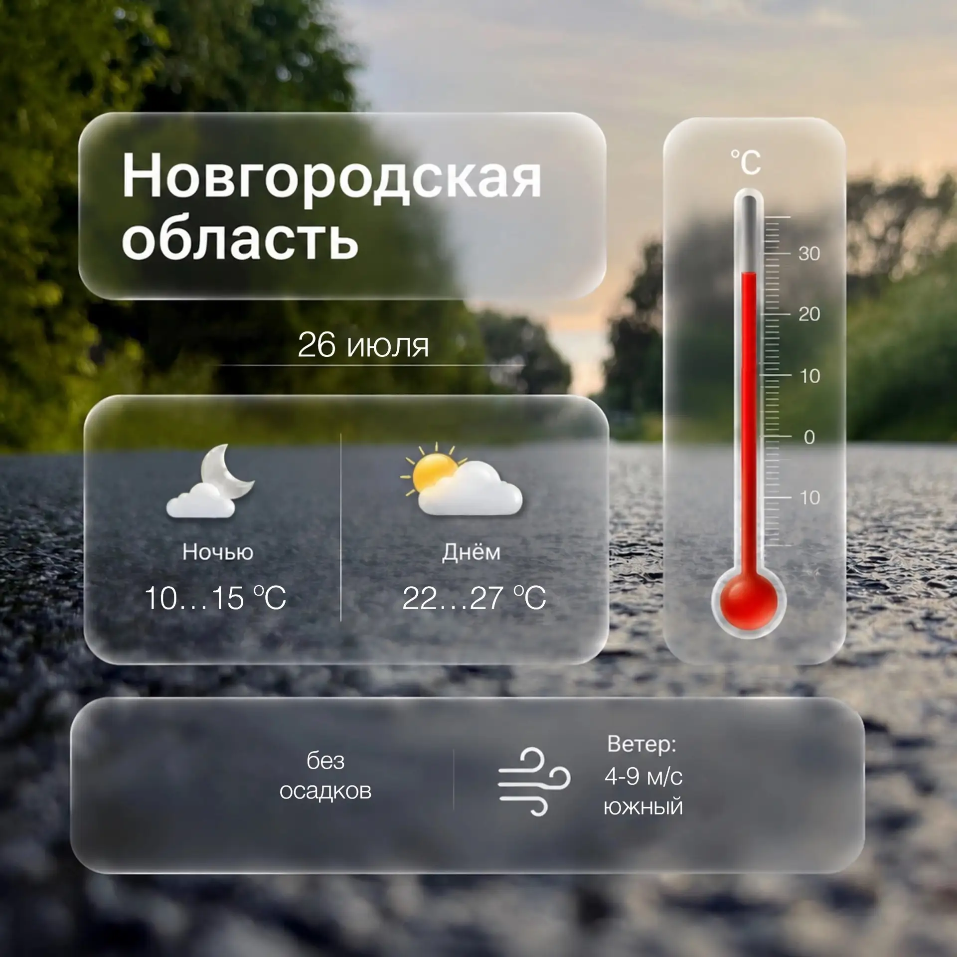 ⛅ Погода в Новгородской области на сегодня, 26 июля
