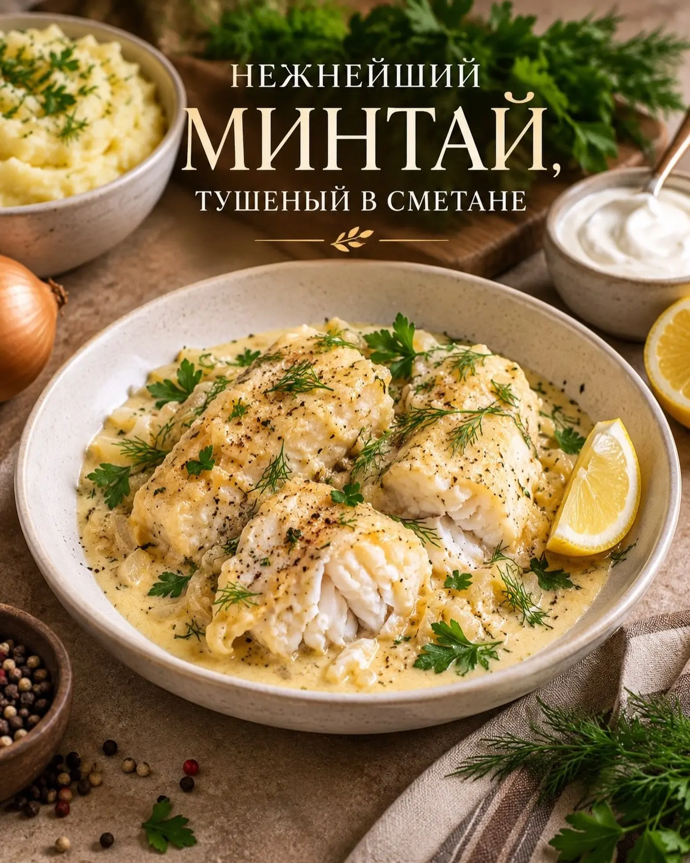 Нежнейший минтай, тушеный в сметане 🐟🤍