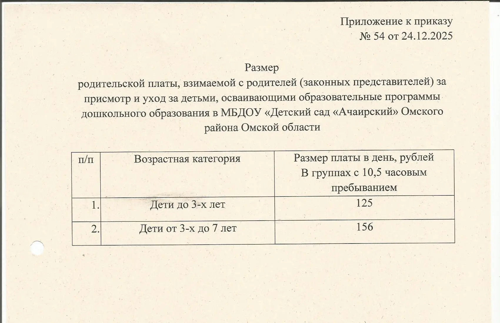Уважаемые родители, напоминаем, что с 01.01.2026 изменился размер родительской платы.