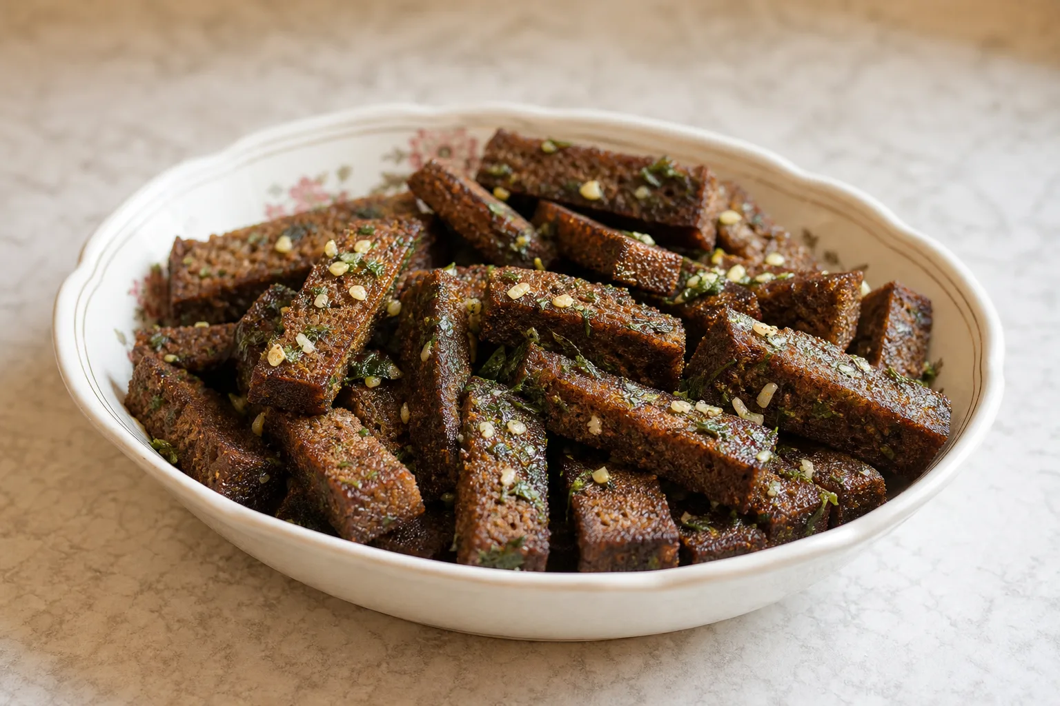 Гренки с чесноком и зеленью