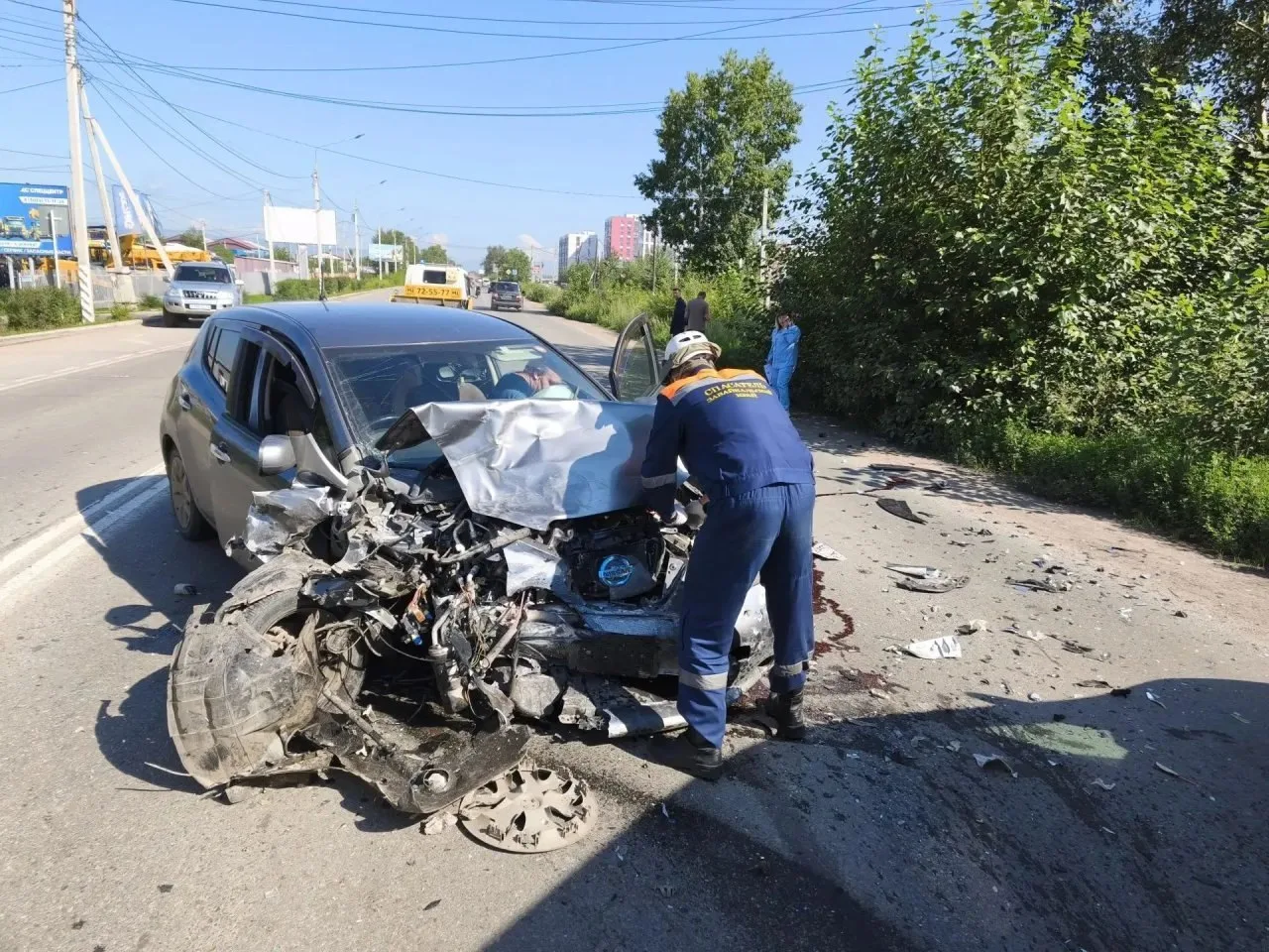 🛑 Две легковушки смяло после ДТП на Романовском тракте в Чите
