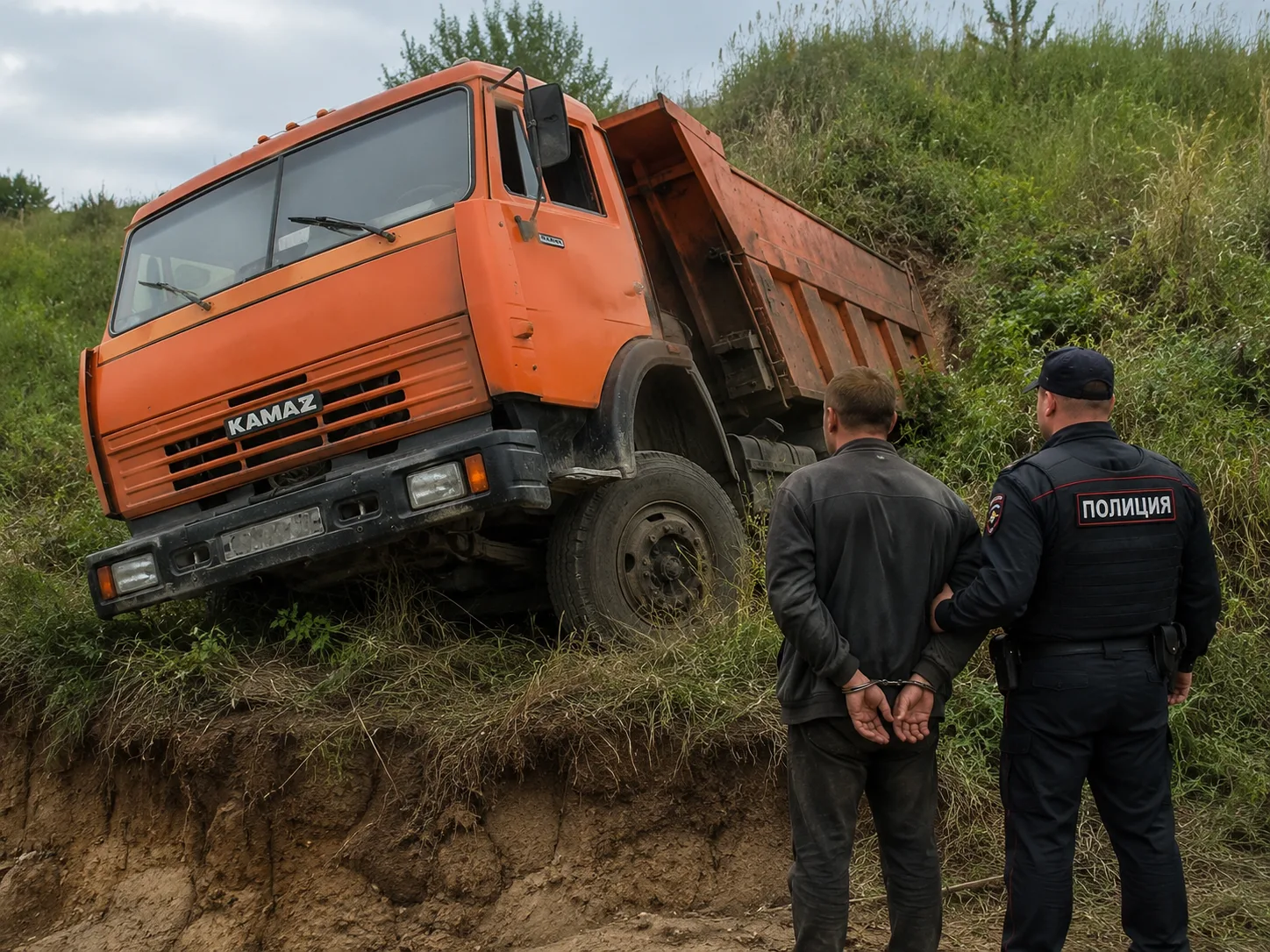 В Мамонтовском районе задержан мужчина, угнавший КАМАЗ и съехавший в обрыв