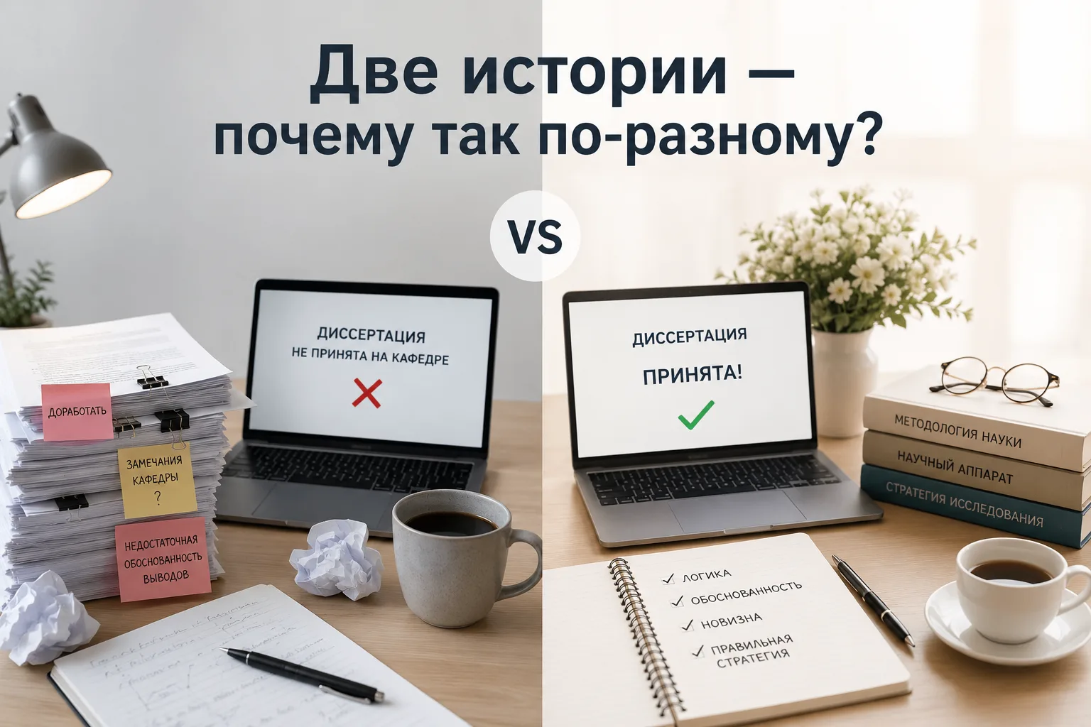 Две истории - почему так по-разному?
По больному вопросу многих из вас: «Почему мою диссертацию не п