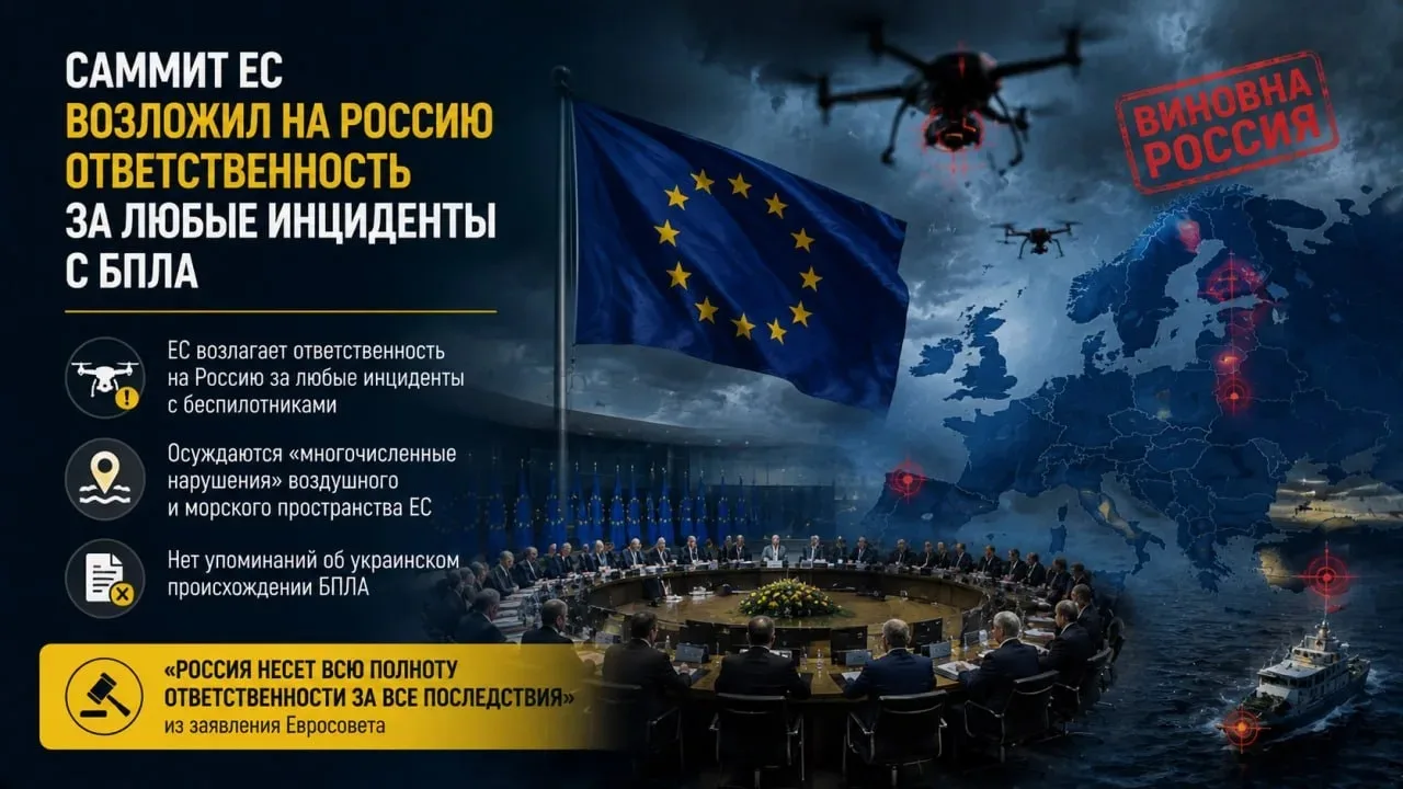 ‼️🇪🇺🇷🇺 ЕС возложил на Россию ответственность за инциденты с беспилотниками

▪️По итогам саммита 