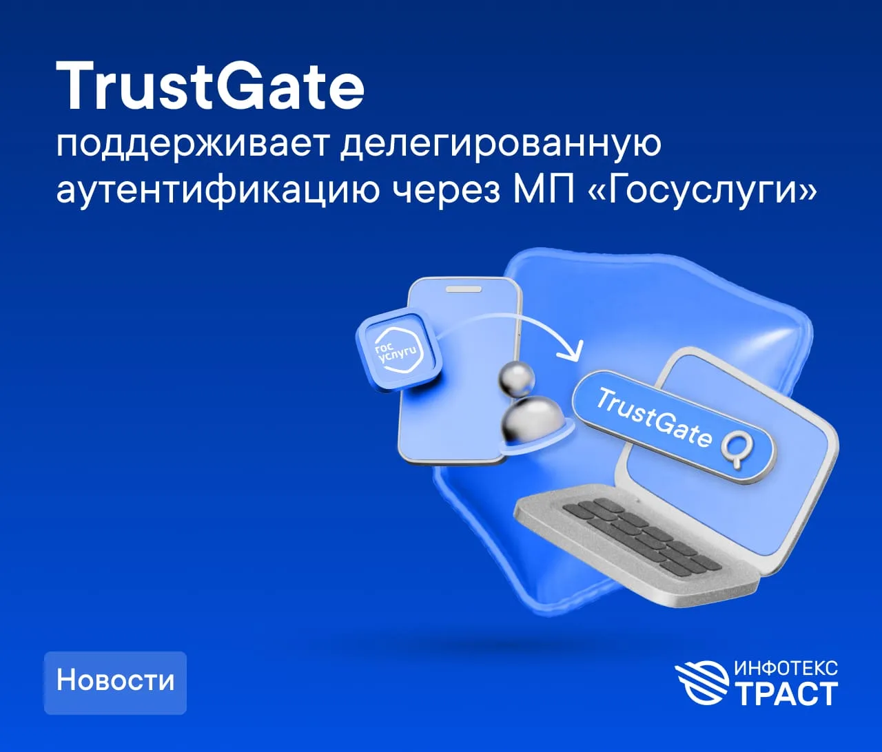 TrustGate поддерживает делегированную аутентификацию через МП «Госуслуги»